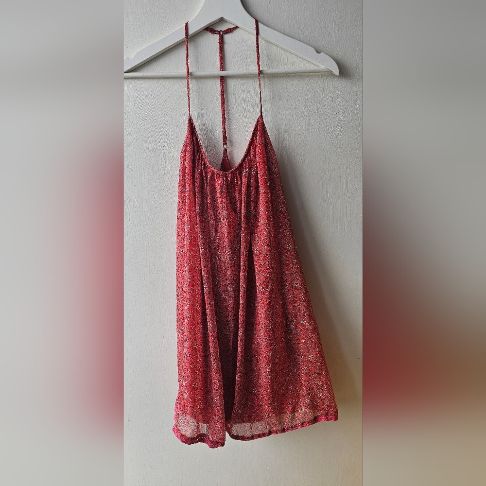 Abercrombie & Fitch mini dress red floral t-back . XSP Y - Picture 1 of 9